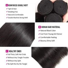 10A Straight Bundles Human Hair 16 18 20 Inch 100% Unprocessed Virgin Brazilian Straight Human Hair Weave 3 Bundles Natural Black Color 10A Straight Bundles Human Hair 16 18 20 Inch 100% Unprocessed Virgin Brazilian Straight Human Hair Weave 3 Bundles Natural Black Color