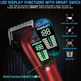 TCMKY Hair Clippers for Men Professional Clippers for Men Cordless&Corded Barber Clippers for Hair Cutting & Grooming. Rechargeable Hair Trimmer Kit for Household (Red)