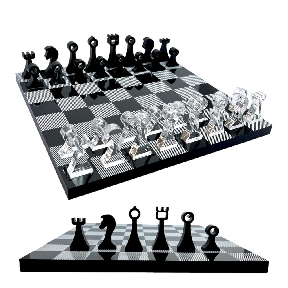 Luxury Travel Chess Set | 10 Portable Chess Set with Storage | Portable Chess Game Set for Adults and Kids | Unique Chess Set | Lucite Chess Board and Pieces