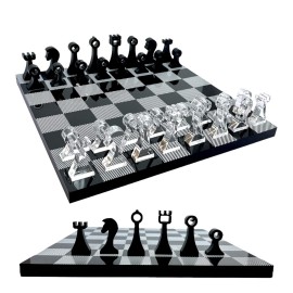 Luxury Travel Chess Set | 10 Portable Chess Set with Storage | Portable Chess Game Set for Adults and Kids | Unique Chess Set | Lucite Chess Board and Pieces