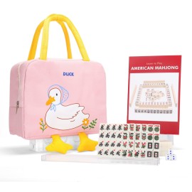 drizzle Travel Mini American Mahjong Set - 166 White Tiles Includes Jokers 0.8 White Melamine Material - with Racks Instructions and Duck Bag 2.20 Pounds