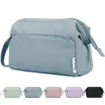 Narwey Wide-open Makeup Bag Women Make up Bag Travel Cosmetic Bag Organizer Toiletry Bag for Cosmetics Toiletries Accessories (Greyish Blue)