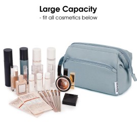 Narwey Wide-open Makeup Bag Women Make up Bag Travel Cosmetic Bag Organizer Toiletry Bag for Cosmetics Toiletries Accessories (Greyish Blue) Narwey Wide-open Makeup Bag Women Make up Bag Travel Cosmetic Bag Organizer Toiletry Bag for Cosmetics Toiletries Accessories (Greyish Blue)