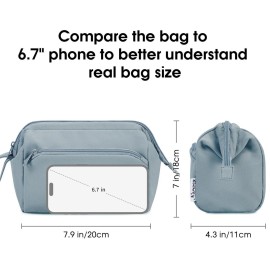 Narwey Wide-open Makeup Bag Women Make up Bag Travel Cosmetic Bag Organizer Toiletry Bag for Cosmetics Toiletries Accessories (Greyish Blue) Narwey Wide-open Makeup Bag Women Make up Bag Travel Cosmetic Bag Organizer Toiletry Bag for Cosmetics Toiletries Accessories (Greyish Blue)