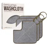 ZOMCHI 3 Pack Exfoliating Washcloth, Premium Facial and Body Wash Cloths with Softness and Scrubbing Two Sides, Bath Cloths for Women and Men (Smoke)