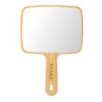 YEAKE Hand Mirror,Natural Bamboo Handheld Mirror with Handle, Single-Sided Portable Travel Vanity Mirror for Men & Women,6.9 W x 9.9 L
