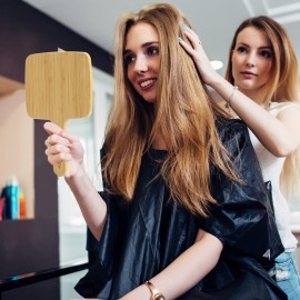 YEAKE Hand Mirror,Natural Bamboo Handheld Mirror with Handle, Single-Sided Portable Travel Vanity Mirror for Men & Women,6.9 W x 9.9 L YEAKE Hand Mirror,Natural Bamboo Handheld Mirror with Handle, Single-Sided Portable Travel Vanity Mirror for Men & Women,6.9 W x 9.9 L