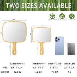 YEAKE Hand Mirror,Natural Bamboo Handheld Mirror with Handle, Single-Sided Portable Travel Vanity Mirror for Men & Women,6.9 W x 9.9 L YEAKE Hand Mirror,Natural Bamboo Handheld Mirror with Handle, Single-Sided Portable Travel Vanity Mirror for Men & Women,6.9 W x 9.9 L