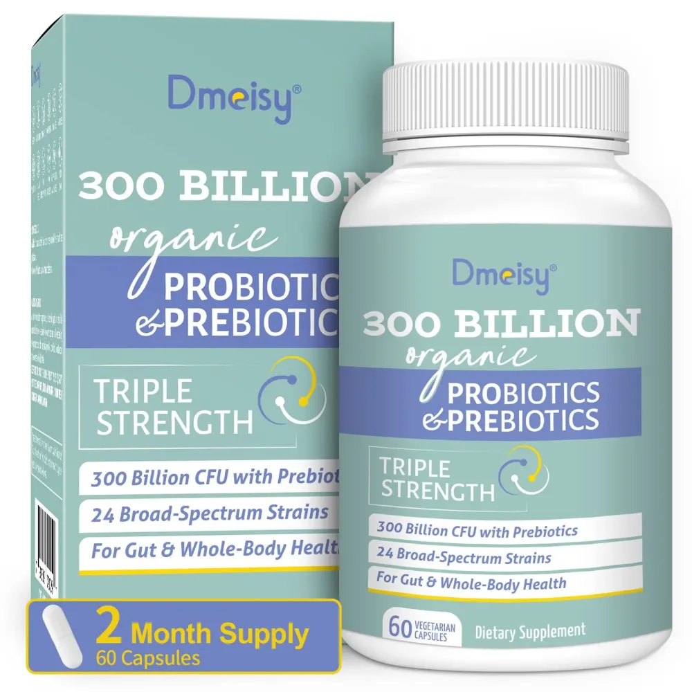 Probiotics for Women and Men, 300 Billion CFU 24 Strains Probiotics + 15 Organic Herbs Prebiotics Blend, Shelf Stable Gut Health Supplement for Digestive Immune & Whole-Body Health, 2 Month Supply Probiotics for Women and Men, 300 Billion CFU 24 Strains Probiotics + 15 Organic Herbs Prebiotics Blend, Shelf Stable Gut Health Supplement for Digestive Immune & Whole-Body Health, 2 Month Supply