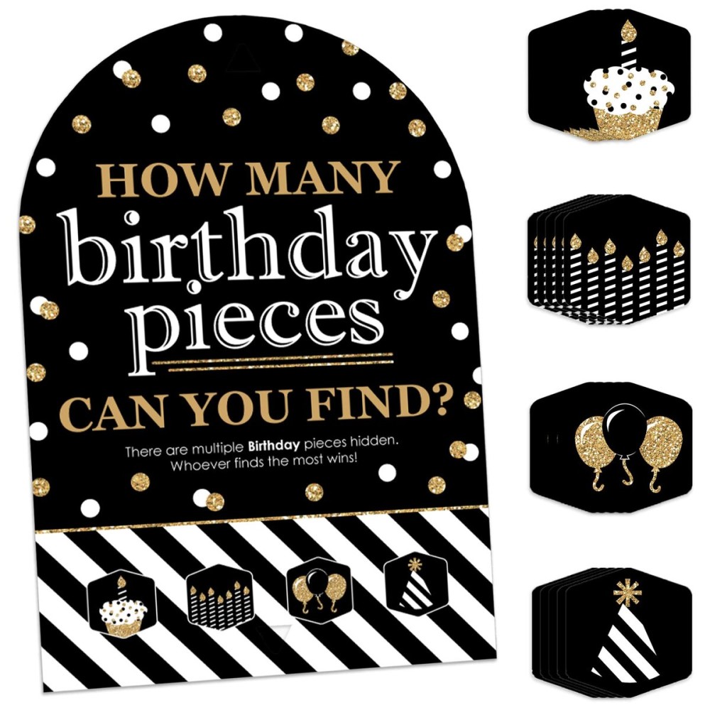 Big Dot of Happiness Adult Happy Birthday - Gold - Birthday Party Scavenger Hunt - 1 Stand and 48 Game Pieces - Hide and Find Game Big Dot of Happiness Adult Happy Birthday - Gold - Birthday Party Scavenger Hunt - 1 Stand and 48 Game Pieces - Hide and Find Game