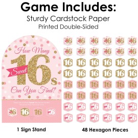Big Dot of Happiness Sweet 16-16th Birthday Party Scavenger Hunt - 1 Stand and 48 Game Pieces - Hide and Find Game