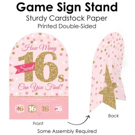 Big Dot of Happiness Sweet 16-16th Birthday Party Scavenger Hunt - 1 Stand and 48 Game Pieces - Hide and Find Game