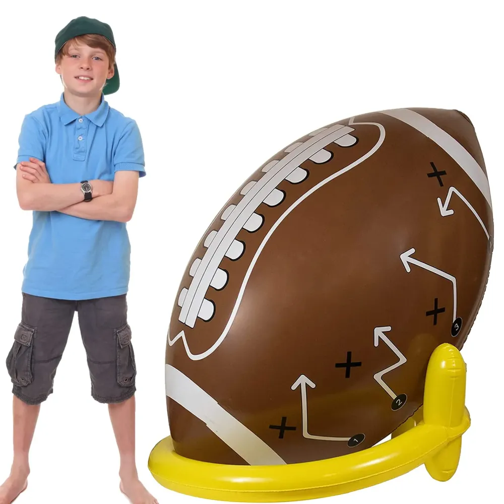GiftExpress 40 Giant Jumbo Inflatable Football with Tee Set for Football Party, Gameday, and Football-Themed Party, Sport Party Decorations, Super Fun Football Games for Kids and Adults