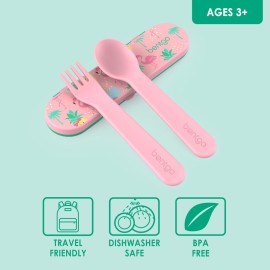 Bentgo Kids Utensil Set - Reusable Plastic Fork, Spoon & Storage Case - BPA-Free Materials, Easy-Grip Handles, Dishwasher Safe - Ideal for School Lunch, Travel, & Outdoors (Tropical) Bentgo Kids Utensil Set - Reusable Plastic Fork, Spoon & Storage Case - BPA-Free Materials, Easy-Grip Handles, Dishwasher Safe - Ideal for School Lunch, Travel, & Outdoors (Tropical)