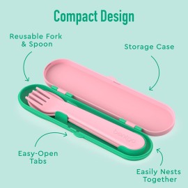 Bentgo Kids Utensil Set - Reusable Plastic Fork, Spoon & Storage Case - BPA-Free Materials, Easy-Grip Handles, Dishwasher Safe - Ideal for School Lunch, Travel, & Outdoors (Tropical) Bentgo Kids Utensil Set - Reusable Plastic Fork, Spoon & Storage Case - BPA-Free Materials, Easy-Grip Handles, Dishwasher Safe - Ideal for School Lunch, Travel, & Outdoors (Tropical)