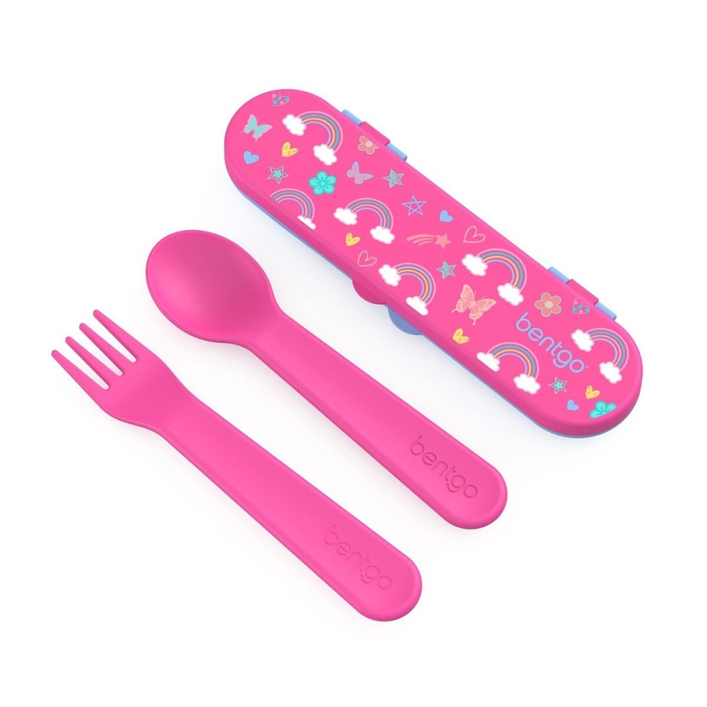 Bentgo Kids Utensil Set - Reusable Plastic Fork, Spoon & Storage Case BPA-Free Materials, Easy-Grip Handles, Dishwasher Safe Ideal for School Lunch, Travel, Outdoors (Rainbows and Butterflies) Bentgo Kids Utensil Set - Reusable Plastic Fork, Spoon & Storage Case BPA-Free Materials, Easy-Grip Handles, Dishwasher Safe Ideal for School Lunch, Travel, Outdoors (Rainbows and Butterflies)