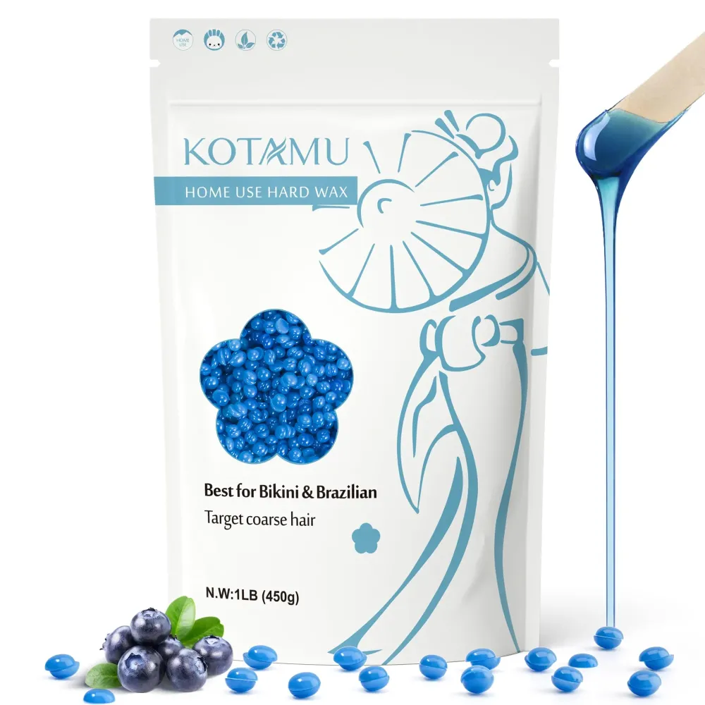 KOTAMU Blue Hard Wax Beads for Sensitive Skin - 1lb Coarse Hair Formula Wax Melts for Brazilian, Armpit, Back, Body, Bikini Hair Removal at Home or Salon (For Women and Men) KOTAMU Blue Hard Wax Beads for Sensitive Skin - 1lb Coarse Hair Formula Wax Melts for Brazilian, Armpit, Back, Body, Bikini Hair Removal at Home or Salon (For Women and Men)