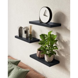 BAYKA Floating Shelves for Wall, Wall Mounted Rustic Wood Shelves for Bathroom, Bedroom, Living Room, Kitchen, Hanging Shelf for Books/Storage/Room Decor with 22lbs Capacity (Black, Set of 3, 15.7in) BAYKA Floating Shelves for Wall, Wall Mounted Rustic Wood Shelves for Bathroom, Bedroom, Living Room, Kitchen, Hanging Shelf for Books/Storage/Room Decor with 22lbs Capacity (Black, Set of 3, 15.7in)