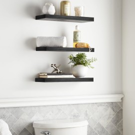 BAYKA Floating Shelves for Wall, Wall Mounted Rustic Wood Shelves for Bathroom, Bedroom, Living Room, Kitchen, Hanging Shelf for Books/Storage/Room Decor with 22lbs Capacity (Black, Set of 3, 15.7in) BAYKA Floating Shelves for Wall, Wall Mounted Rustic Wood Shelves for Bathroom, Bedroom, Living Room, Kitchen, Hanging Shelf for Books/Storage/Room Decor with 22lbs Capacity (Black, Set of 3, 15.7in)