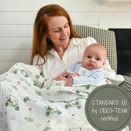 LollyBanks Baby Swaddle Blanket, 100% Cotton Muslin Blankets for Boys, Large 47 x 47 Inches Baby Receiving Blanket, Soft and Breathable Infant Swaddle, Baby Essentials, Registry (Golf Print) LollyBanks Baby Swaddle Blanket, 100% Cotton Muslin Blankets for Boys, Large 47 x 47 Inches Baby Receiving Blanket, Soft and Breathable Infant Swaddle, Baby Essentials, Registry (Golf Print)