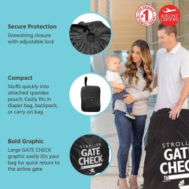 J.L. Childress Gate Check Bag for Single & Double Strollers - Stroller Bag for Airplane - Large Stroller Travel Bag for Airplane - Air Travel Stroller Bag - Black