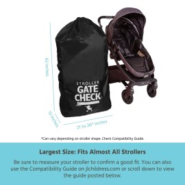 J.L. Childress Gate Check Bag for Single & Double Strollers - Stroller Bag for Airplane - Large Stroller Travel Bag for Airplane - Air Travel Stroller Bag - Black