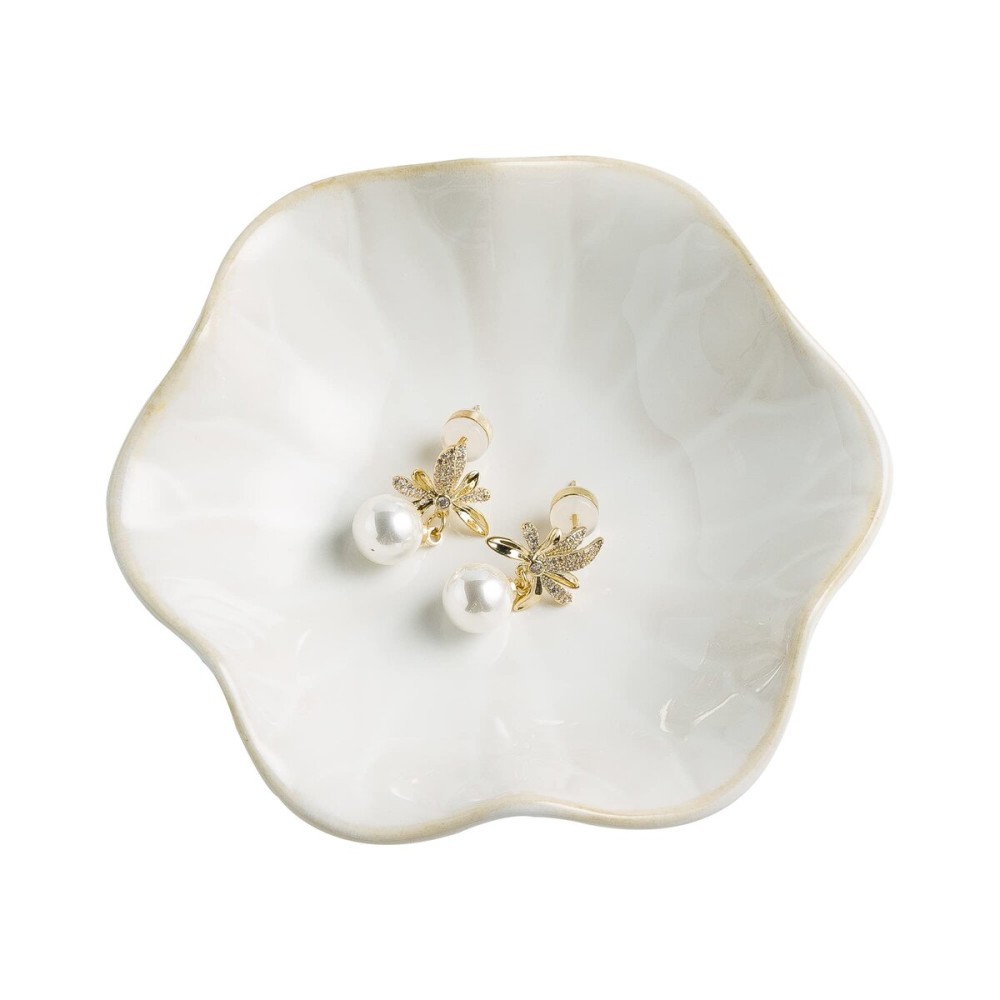 Jewelry Dish Tray, Ring Dish, Ceramic Trinket Tray, Key Bowl, Decorative Plate, for Friends Sisters Daughter Mother (Milky White) Jewelry Dish Tray, Ring Dish, Ceramic Trinket Tray, Key Bowl, Decorative Plate, for Friends Sisters Daughter Mother (Milky White)