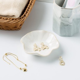 Jewelry Dish Tray, Ring Dish, Ceramic Trinket Tray, Key Bowl, Decorative Plate, for Friends Sisters Daughter Mother (Milky White) Jewelry Dish Tray, Ring Dish, Ceramic Trinket Tray, Key Bowl, Decorative Plate, for Friends Sisters Daughter Mother (Milky White)