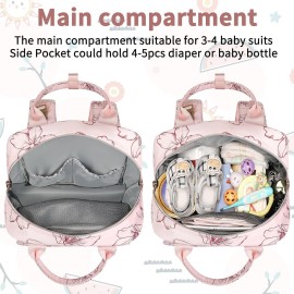 Diaper Bag Backpack, Baby Girl Diaper Bag for Mom, Large Pink Floral Diaper Bag Backpack for Girls, Waterproof Mom Backpack for Work Travel Holiday with Insulated Pockets and Stroller Straps Diaper Bag Backpack, Baby Girl Diaper Bag for Mom, Large Pink Floral Diaper Bag Backpack for Girls, Waterproof Mom Backpack for Work Travel Holiday with Insulated Pockets and Stroller Straps