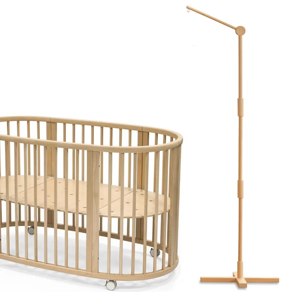 Lanttoe Crib Mobile Arm Wooden Floorstanding - 61 Inches Mobile Arm for Crib|Movable Baby Mobile Hanger|Strong Anti-Dumping Attachment|100% Natural EU Beech Wood|Thicker Wooden Pole|Boho Nursery Decor Lanttoe Crib Mobile Arm Wooden Floorstanding - 61 Inches Mobile Arm for Crib|Movable Baby Mobile Hanger|Strong Anti-Dumping Attachment|100% Natural EU Beech Wood|Thicker Wooden Pole|Boho Nursery Decor