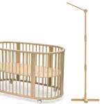 Lanttoe Crib Mobile Arm Wooden Floorstanding - 61 Inches Mobile Arm for Crib|Movable Baby Mobile Hanger|Strong Anti-Dumping Attachment|100% Natural EU Beech Wood|Thicker Wooden Pole|Boho Nursery Decor