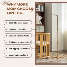 Lanttoe Crib Mobile Arm Wooden Floorstanding - 61 Inches Mobile Arm for Crib|Movable Baby Mobile Hanger|Strong Anti-Dumping Attachment|100% Natural EU Beech Wood|Thicker Wooden Pole|Boho Nursery Decor Lanttoe Crib Mobile Arm Wooden Floorstanding - 61 Inches Mobile Arm for Crib|Movable Baby Mobile Hanger|Strong Anti-Dumping Attachment|100% Natural EU Beech Wood|Thicker Wooden Pole|Boho Nursery Decor