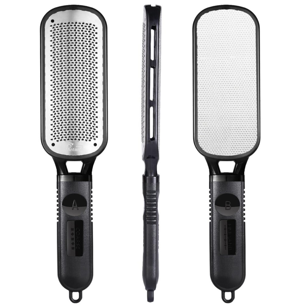 Antonki Foot File for Dead Skin, Double Sided Callus Remover for Feet, Metal Foot Scrubber for Cracked Heel, Professional Foot Scraper Rasp Pedicure Tool to Remove Hard Skin - 2 in 1 Foot File Antonki Foot File for Dead Skin, Double Sided Callus Remover for Feet, Metal Foot Scrubber for Cracked Heel, Professional Foot Scraper Rasp Pedicure Tool to Remove Hard Skin - 2 in 1 Foot File