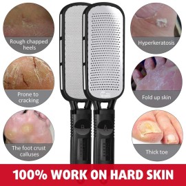 Antonki Foot File for Dead Skin, Double Sided Callus Remover for Feet, Metal Foot Scrubber for Cracked Heel, Professional Foot Scraper Rasp Pedicure Tool to Remove Hard Skin - 2 in 1 Foot File Antonki Foot File for Dead Skin, Double Sided Callus Remover for Feet, Metal Foot Scrubber for Cracked Heel, Professional Foot Scraper Rasp Pedicure Tool to Remove Hard Skin - 2 in 1 Foot File
