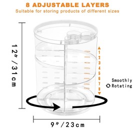 Rotating Makeup Organizer, DIY 8 Adjustable Layers Spinning Skincare Organizer, Cosmetic Display Case with Brush Holder Perfume Tray, Multi-Function Storage Carousel for Vanity Bathroom Countertop Rotating Makeup Organizer, DIY 8 Adjustable Layers Spinning Skincare Organizer, Cosmetic Display Case with Brush Holder Perfume Tray, Multi-Function Storage Carousel for Vanity Bathroom Countertop