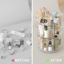Rotating Makeup Organizer, DIY 8 Adjustable Layers Spinning Skincare Organizer, Cosmetic Display Case with Brush Holder Perfume Tray, Multi-Function Storage Carousel for Vanity Bathroom Countertop Rotating Makeup Organizer, DIY 8 Adjustable Layers Spinning Skincare Organizer, Cosmetic Display Case with Brush Holder Perfume Tray, Multi-Function Storage Carousel for Vanity Bathroom Countertop