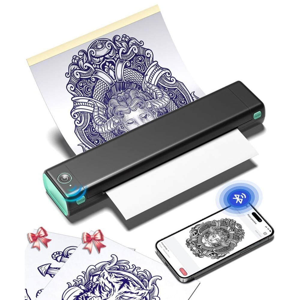 Phomemo M08F Wireless Tattoo Transfer Stencil Printer, Thermal Tattoo Machine with 10pcs Free Stencil Paper, Portable Printer Kit for Artists & Beginners, Compatible with Smartphone & PC Phomemo M08F Wireless Tattoo Transfer Stencil Printer, Thermal Tattoo Machine with 10pcs Free Stencil Paper, Portable Printer Kit for Artists & Beginners, Compatible with Smartphone & PC
