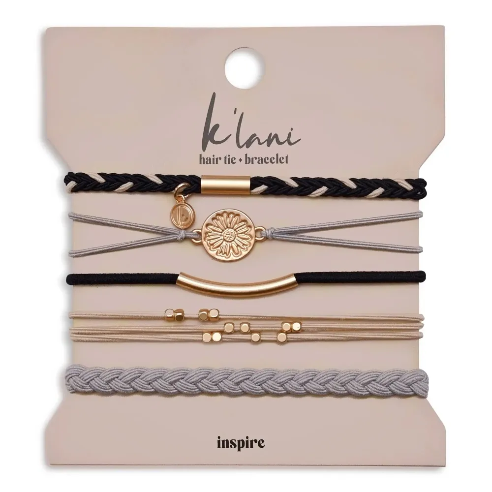 K\'lani Inspire Bracelets for Women - Elastic Bracelets and Boho Hair Ties - Cute Hair Ties for Women and Hair Tie Accessories - Stylish Bracelets Boho Style for Hair and Wrist - Set of 5 (Medium) K\'lani Inspire Bracelets for Women - Elastic Bracelets and Boho Hair Ties - Cute Hair Ties for Women and Hair Tie Accessories - Stylish Bracelets Boho Style for Hair and Wrist - Set of 5 (Medium)
