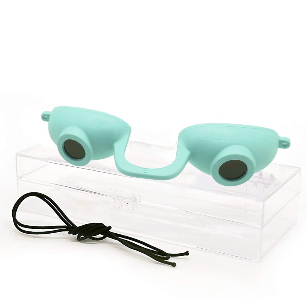 Super Sunnies EVO Flex UV Eye Protection, FDA Compliant, Tanning Bed Goggles, Red Light Theraphy Eyeshields with Case - Teal Super Sunnies EVO Flex UV Eye Protection, FDA Compliant, Tanning Bed Goggles, Red Light Theraphy Eyeshields with Case - Teal
