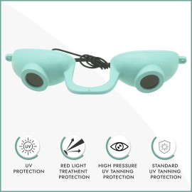 Super Sunnies EVO Flex UV Eye Protection, FDA Compliant, Tanning Bed Goggles, Red Light Theraphy Eyeshields with Case - Teal Super Sunnies EVO Flex UV Eye Protection, FDA Compliant, Tanning Bed Goggles, Red Light Theraphy Eyeshields with Case - Teal