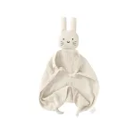 okdiy Organic Cotton Bunny Loveys for Babies,Newborn Baby Lovey Security Blanket,Lovies for Babies New Born Baby Unique Neutral Gifts Boys and Girls (Bunny-Khaki)