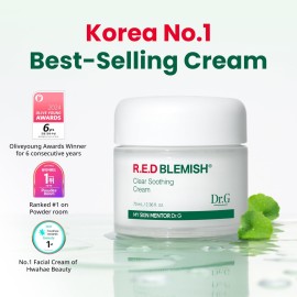 Dr.G Red Blemish Clear Soothing Korean Moisturizer Face Cream, 70ml - Cica Cream, Korean Skin Care Moisturizer, Korean Face Moisturizer, Facial Moisturizer, Korean Skincare, K Beauty Skincare Coreano Dr.G Red Blemish Clear Soothing Korean Moisturizer Face Cream, 70ml - Cica Cream, Korean Skin Care Moisturizer, Korean Face Moisturizer, Facial Moisturizer, Korean Skincare, K Beauty Skincare Coreano