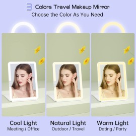 FUNTOUCH 1800mAh Rechargeable Large Travel Makeup Mirror, 10x7.5 Portable Lighted Makeup Mirror with 10X Magnifying Mirror 3 Color Lights, Touch Screen Dimming Folding Light Up Mirror for Travel FUNTOUCH 1800mAh Rechargeable Large Travel Makeup Mirror, 10x7.5 Portable Lighted Makeup Mirror with 10X Magnifying Mirror 3 Color Lights, Touch Screen Dimming Folding Light Up Mirror for Travel