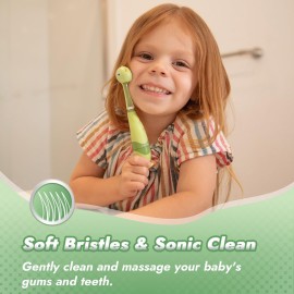 Papablic Toddler Sonic Electric Toothbrush Kids for Ages 1-3 Years, Baby Electric Toothbrush with Cute Dino Cover and Smart LED Timer, 4 Brush Heads (Max) Papablic Toddler Sonic Electric Toothbrush Kids for Ages 1-3 Years, Baby Electric Toothbrush with Cute Dino Cover and Smart LED Timer, 4 Brush Heads (Max)