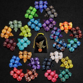 QMay DND Dice Set -25x7 (175pcs) Polyhedral Dice Compatible with Dungeons and Dragons D&D RPG MTG Table Games.25 Sets of 7 dice and a dice Bag