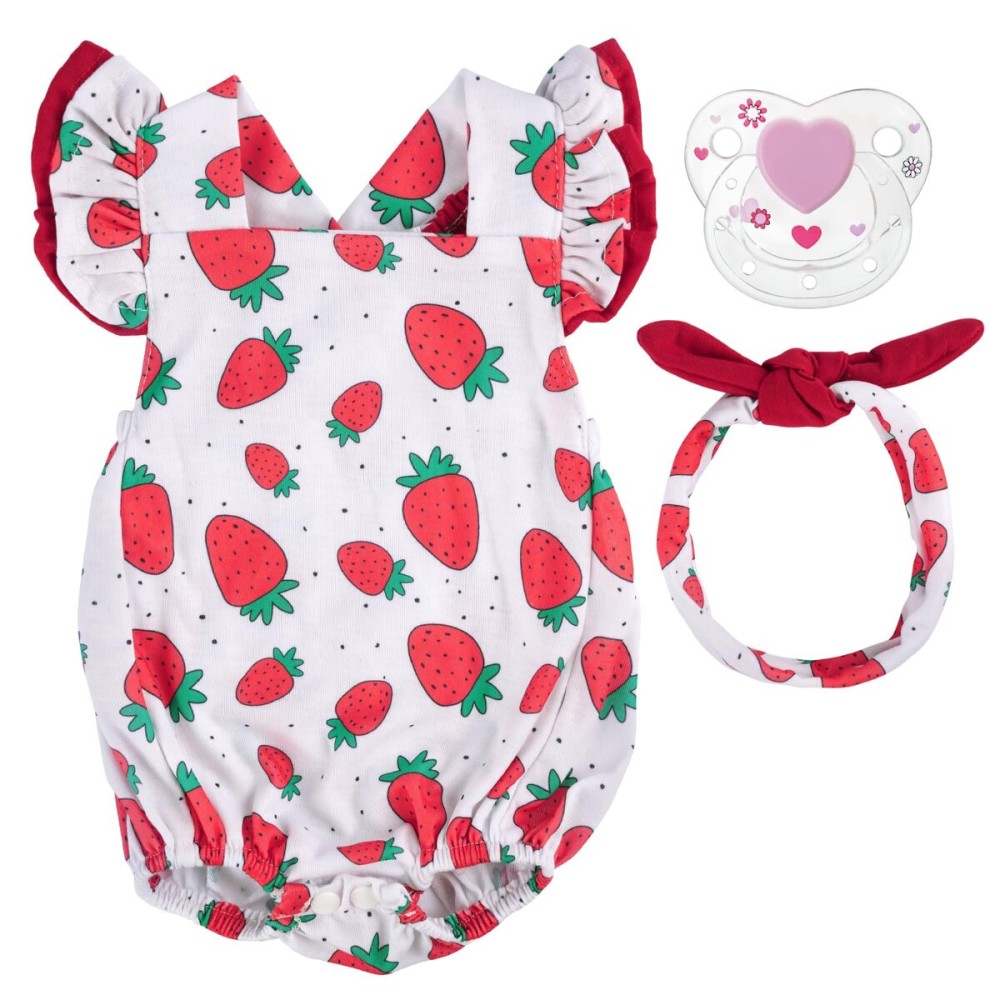 BABESIDE 3Pcs Reborn Baby Doll Clothes for 17-22 Inch Dolls,Strawberry Outfit Set with Magnetic Pacifier, Cute Baby Doll Accessories for Newborn Reborn Girl Dolls BABESIDE 3Pcs Reborn Baby Doll Clothes for 17-22 Inch Dolls,Strawberry Outfit Set with Magnetic Pacifier, Cute Baby Doll Accessories for Newborn Reborn Girl Dolls