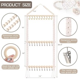 POVETIRE Pacifier Clip Holder Baby Bibs Organizer, Neutral Baby Bandana Drool Bibs Holder - Baby Burp Cloths Organizer Storage Hanging Wall Decor for Nursery Newborn Infant Girls and Boys Room