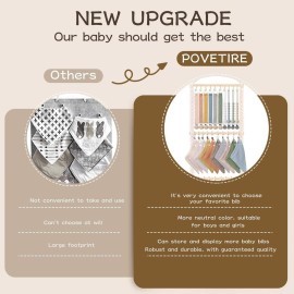 POVETIRE Pacifier Clip Holder Baby Bibs Organizer, Neutral Baby Bandana Drool Bibs Holder - Baby Burp Cloths Organizer Storage Hanging Wall Decor for Nursery Newborn Infant Girls and Boys Room