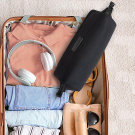 BAREFOOT CARIBOU Hair Tools Travel Bag and Heat Resistant Mat for Flat Irons, Straighteners, Curling Iron, Haircare Accessories, 2-in-1 design, with Interior Pockets, Portable Organizer(Black)