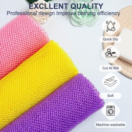 GIGULES, 3 Pieces African Net Bath Sponge African Exfoliating African Scrubbing Long Net Rag African Wash Net Shower Body Scrubber, Yellow Pink Purple GIGULES, 3 Pieces African Net Bath Sponge African Exfoliating African Scrubbing Long Net Rag African Wash Net Shower Body Scrubber, Yellow Pink Purple